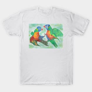 Colorfull parrots fight T-Shirt